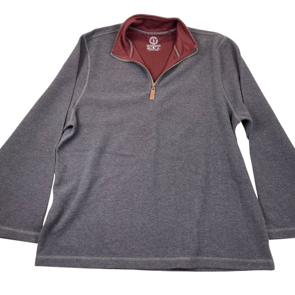 One Day Away Mens Quarter Zip Thermal Shirt Jacket XXL Gray Pullover Waffle Knit
